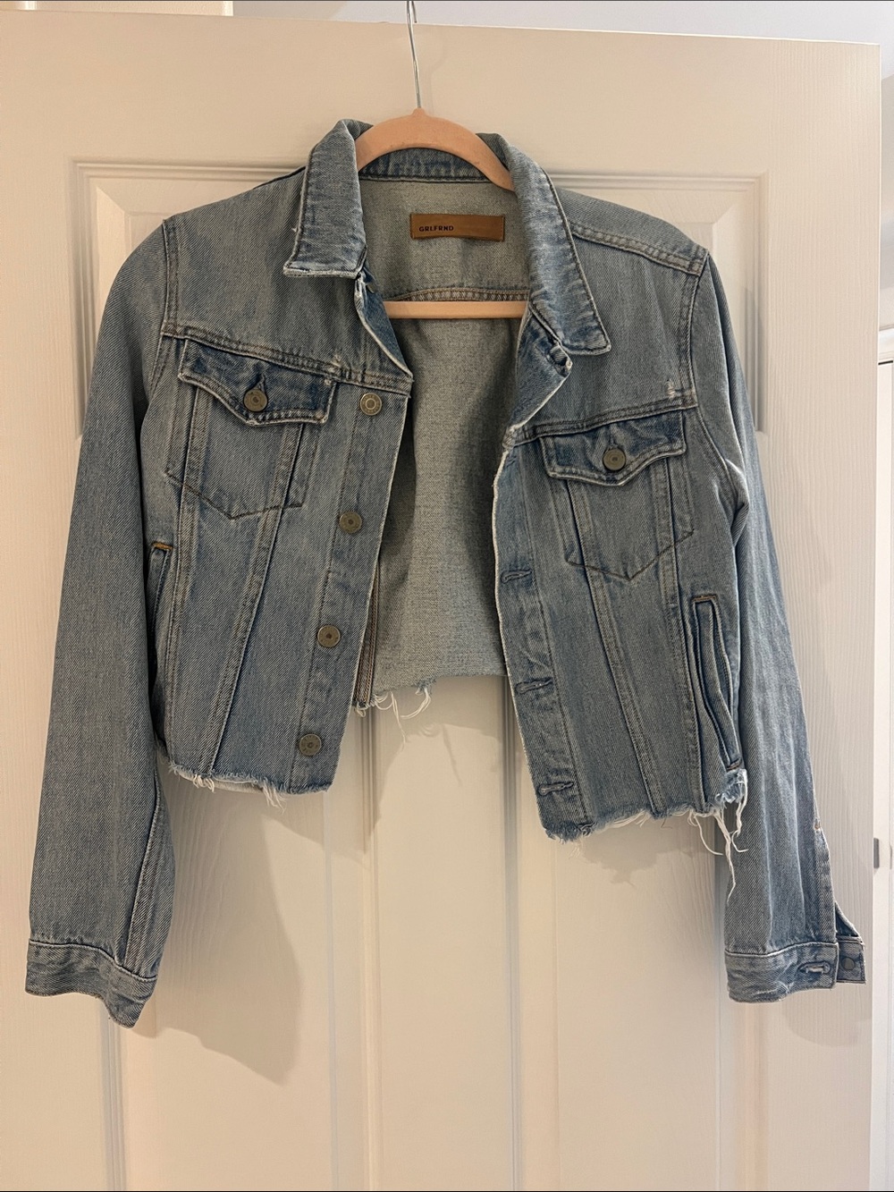 GRLFRND Light Wash Cropped Denim Jacket